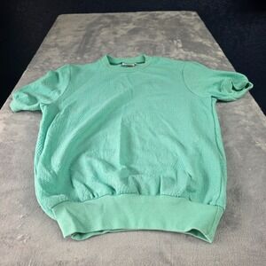 Vintage  American Collection Mint Green Short Sleeve Textured Knit Top-SZ Sm